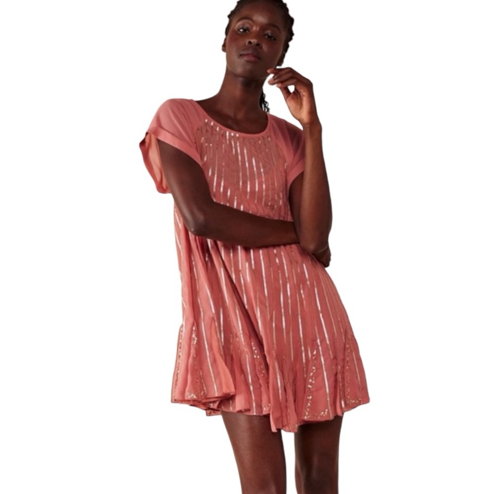 Free People Chiffon Embellished Mini Dress Size Medium